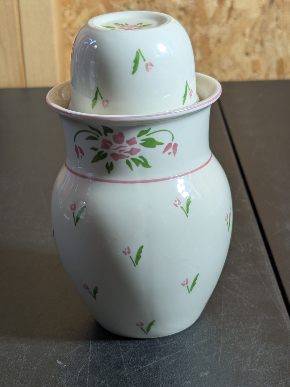 Vintage Telaflora Water Carafe And Cup-Pink and Green Accents